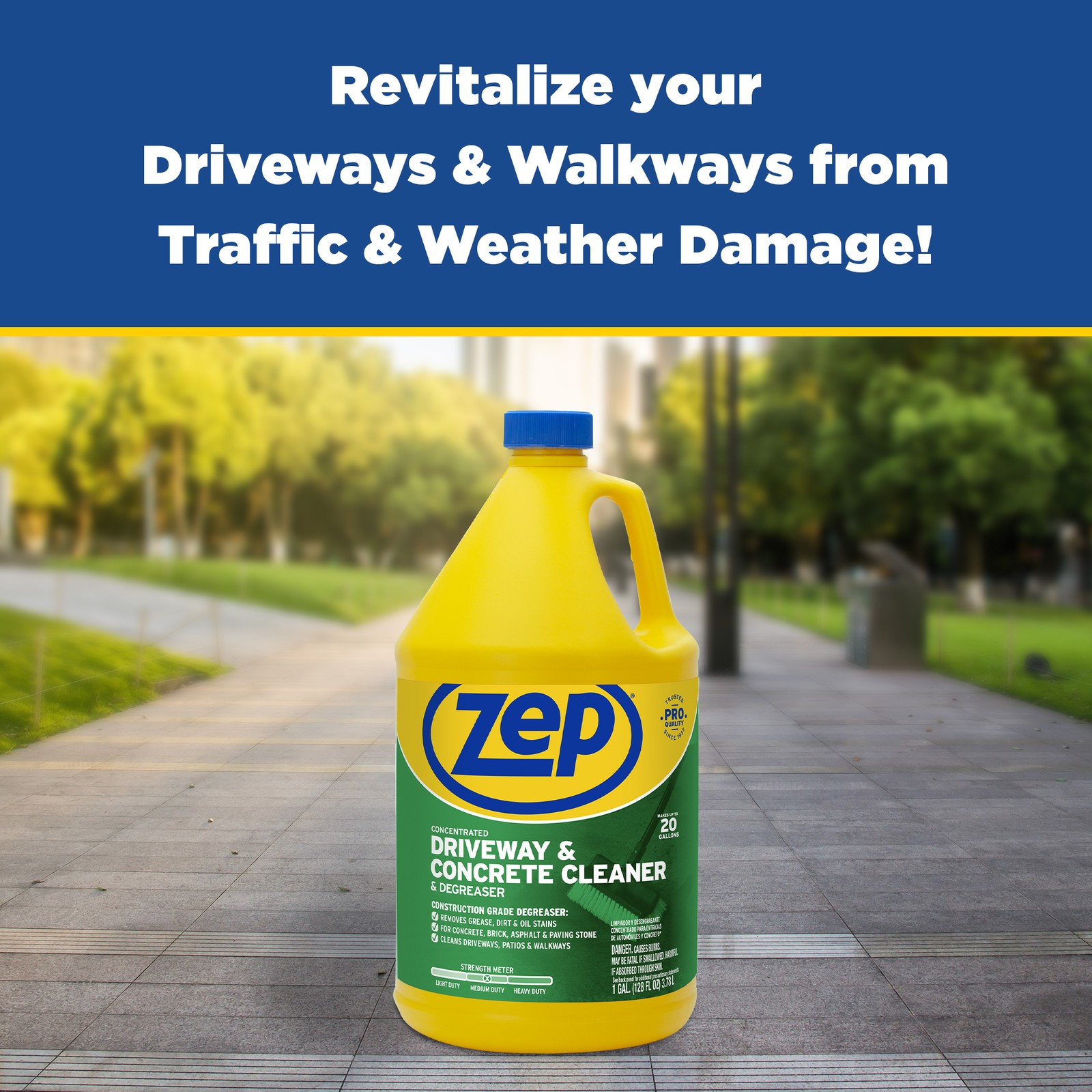 Zep Driveway, Masonry and Concrete Cleaner and Degreaser Concentrate – 1 Gallon