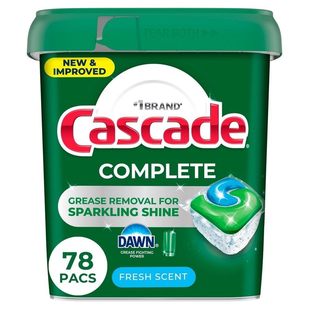 Cascade Complete Dishwasher Detergent ActionPacs, Fresh Scent, 78 ct
