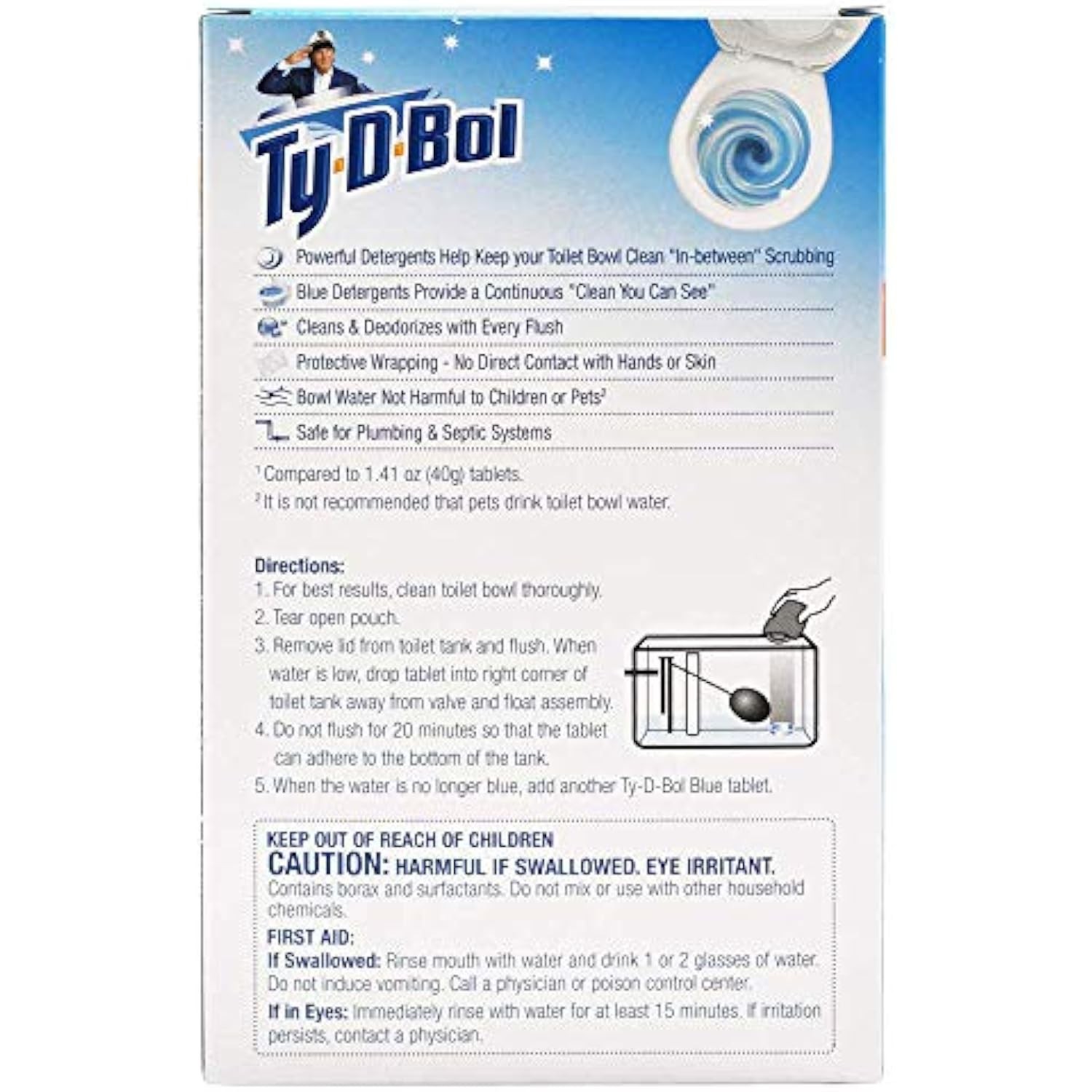 Ty-D-Bol Blue Tablets Value 5 Pack Automatic Toilet Bowl Cleaner Deodorizer Tabs