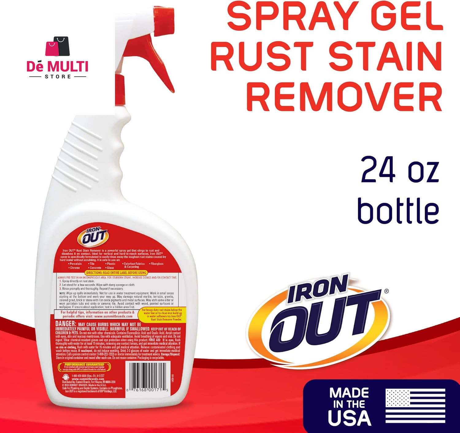 Iron OUT Rust Stain Remover Spray Gel, Remove Rust Stains in Bathrooms, Kitch