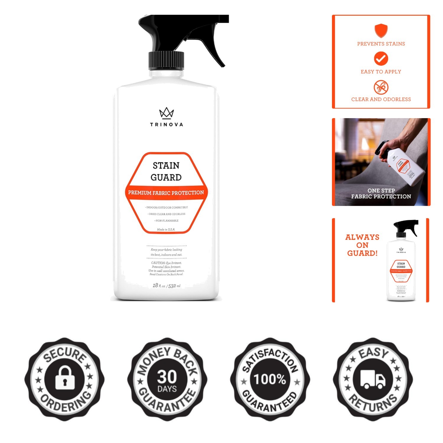 Stain Guard – Non-Aerosol Fabric Protection Spray for Upholstery, Carpet, Rug…
