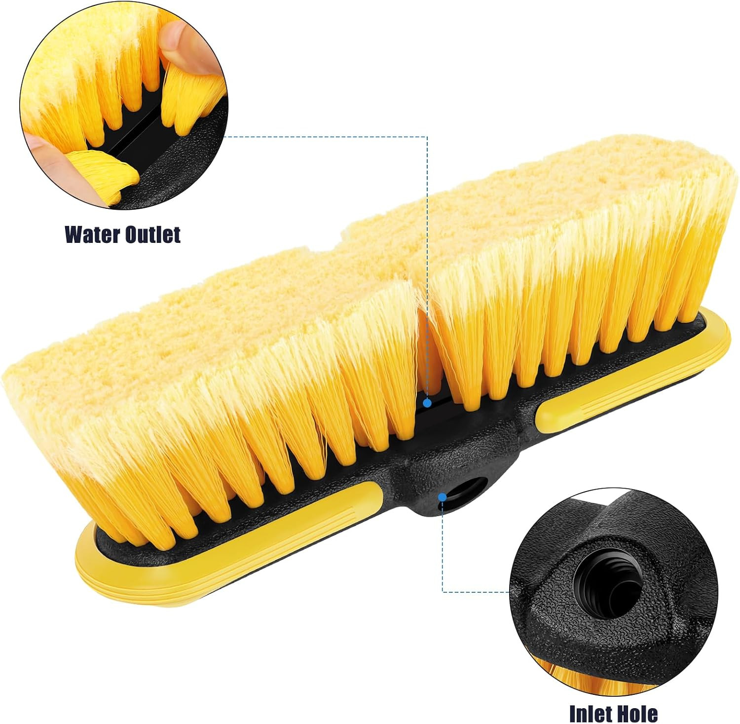10 Inch Car Wash Brush Head, Scrub Brush Attachment for Long Handle Extension Po