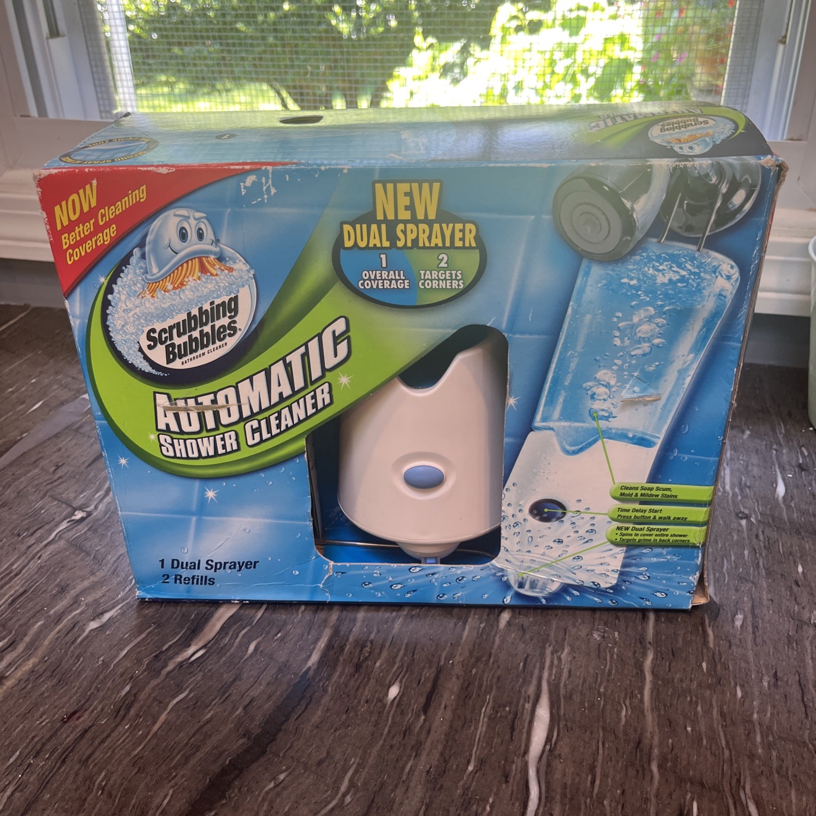 New automatic shower cleaner. Scrubbing bubbles w/ dual sprayer & 2 refills