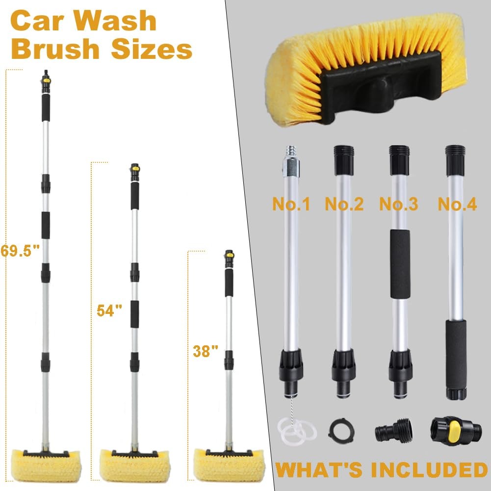 NAVAPAL Car Wash Brush with Long Handle for Car Truck Boat Washing (Yellow, 69 i