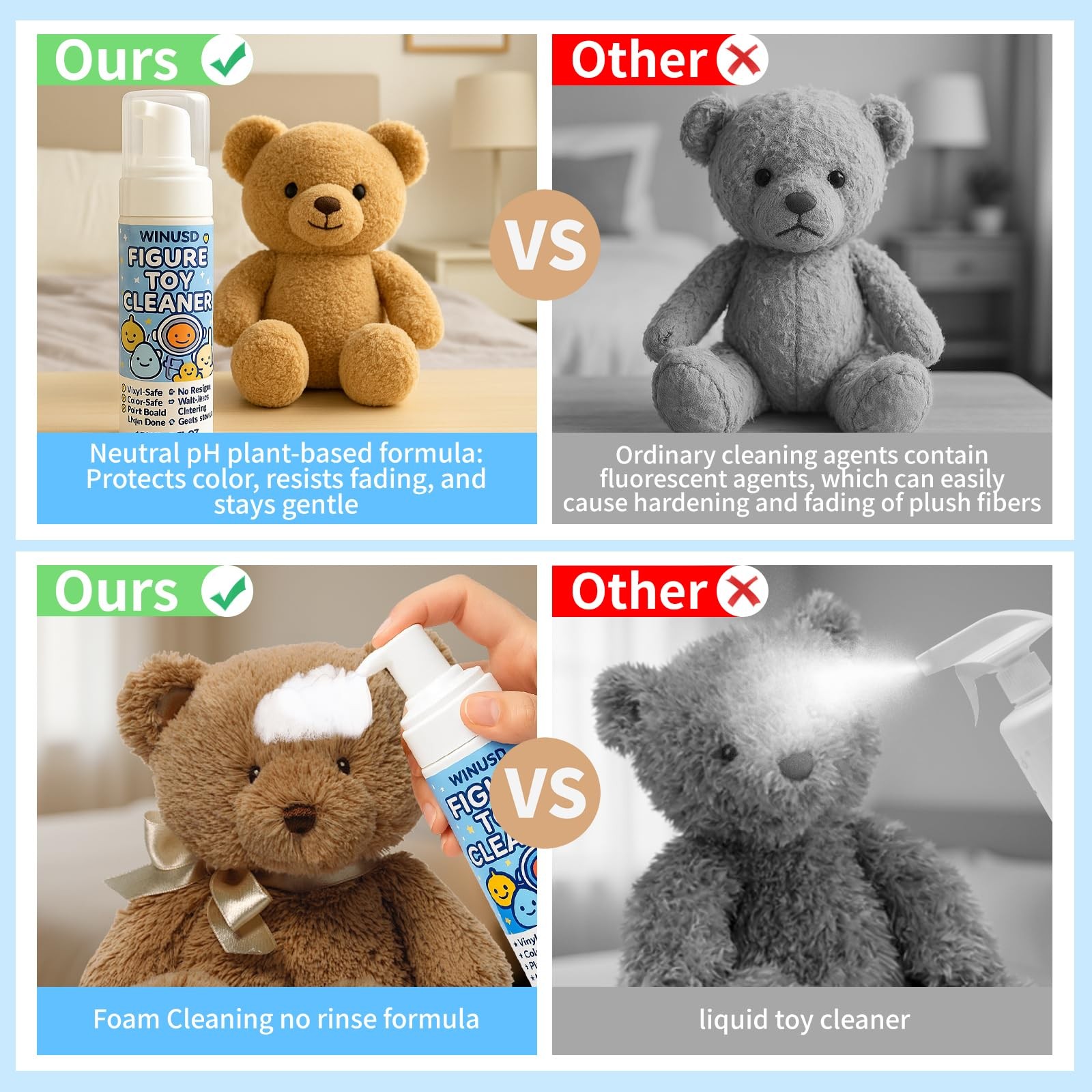 Figure & Plush Toy Cleaner 5oz Foam Spray for Stuffed Animals & Soft Dolls w…