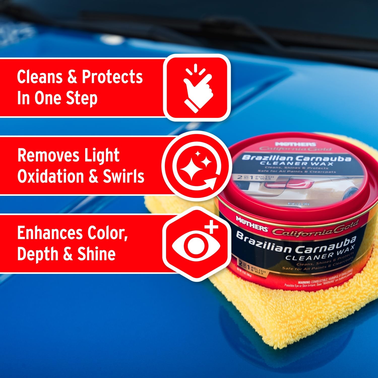 Carnauba Cleaner Wax, 12 oz Brazilian Carnauba Polish Wax Cleaner Car Wax