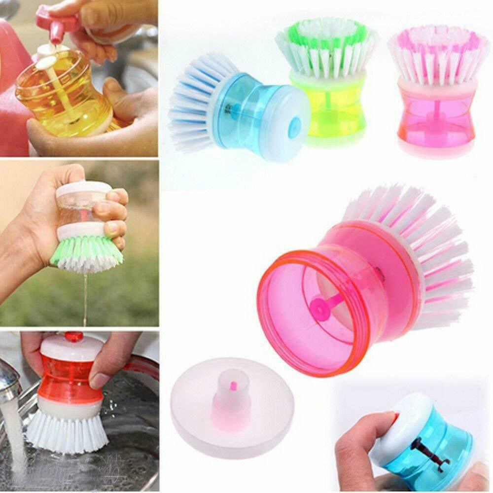 Brush Liquid Soap Cleaning Washing Pot Plastic Utensils Kitchen Dispenser-3 May