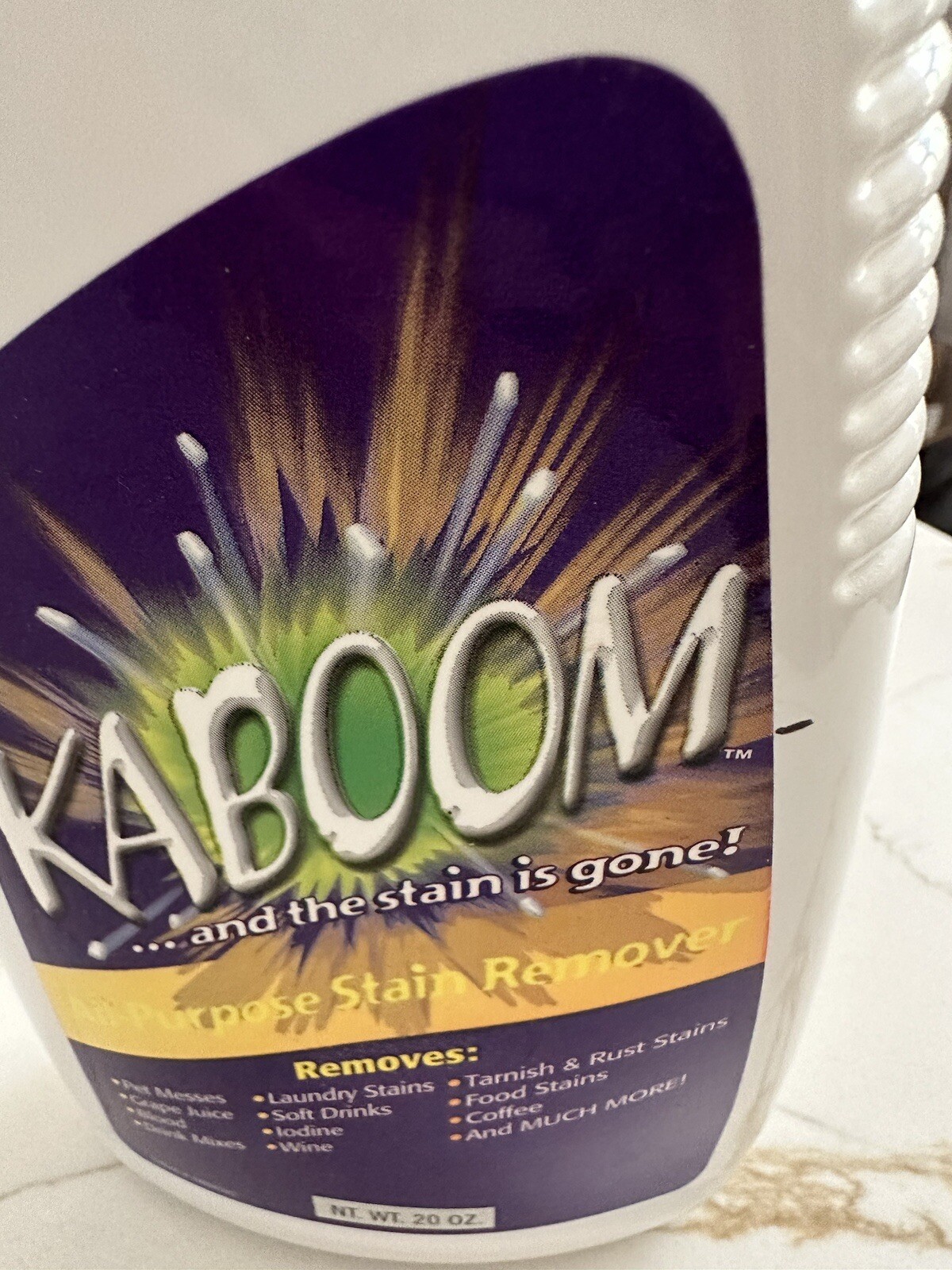 Kaboom Discontinued All Purpose Stain Remover. Removes coffee, Rust, wine Ect.