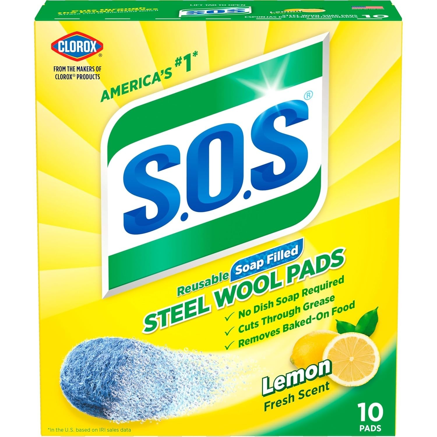 10 Pack of Super Absorbent Steel Wool Soap Pads – Long Lasting, Lemon Fresh