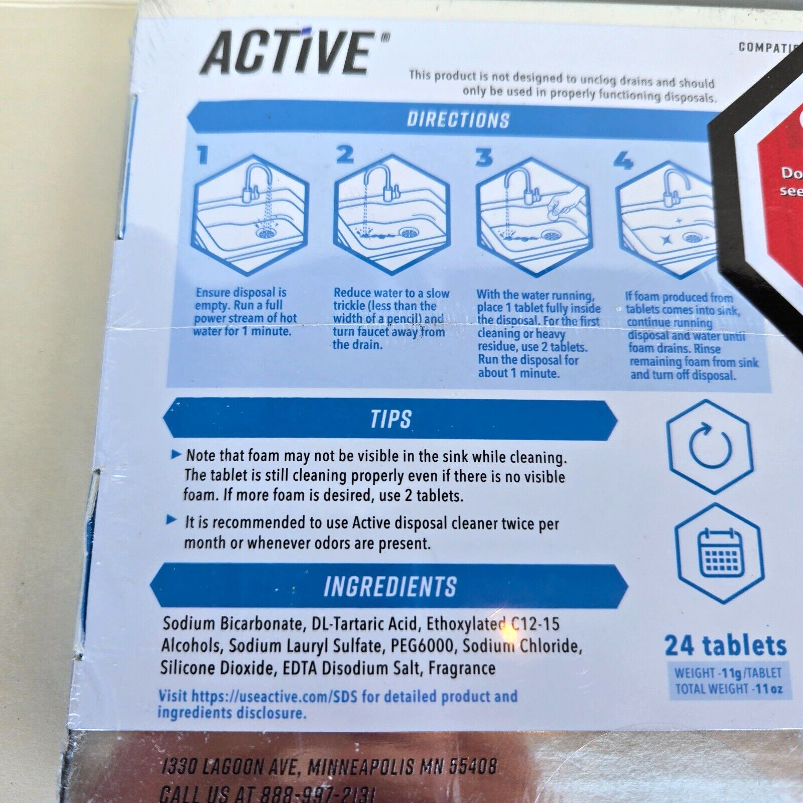 Active Garbage Disposal Cleaner Tablets Septic Safe – 24 Pack – 1 Year Supply