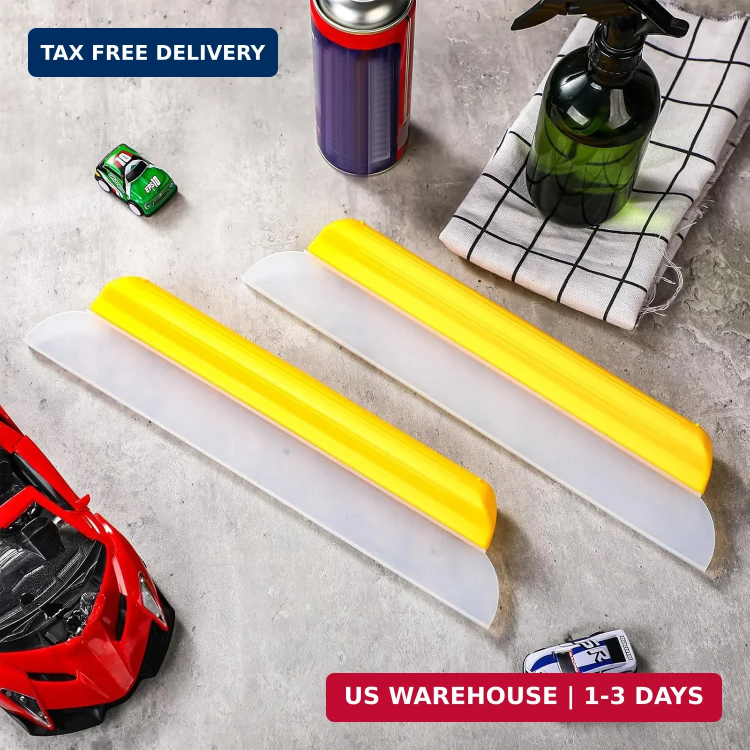 2 Pack 14 Inch Car Drying Squeegee Yellow Longer Silicone Water Squeegee Window