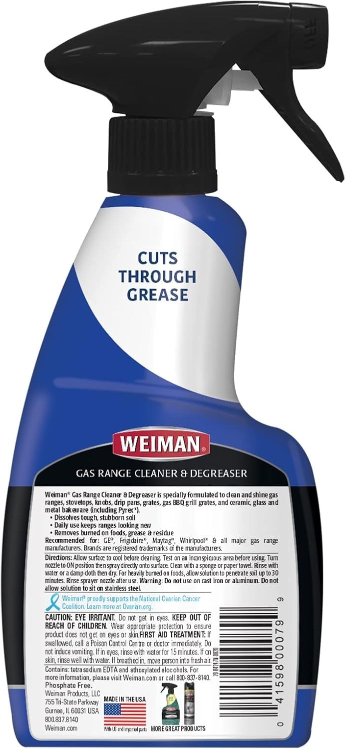 Powerful Degreaser for Gas Ranges – Streak-Free Spray, 12 oz, Natural Formula