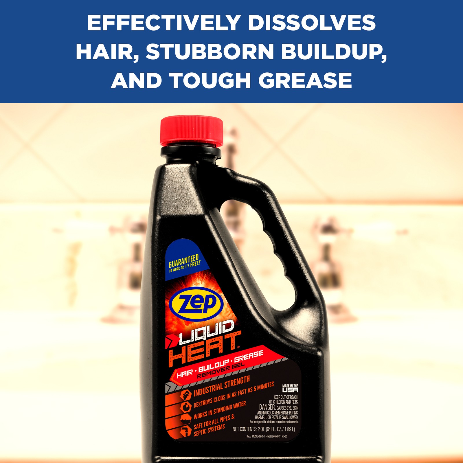 Zep Liquid Heat Hair and Grease Clog Dissolver Gel – 64 oz (Case of 6) ZULHG64 –