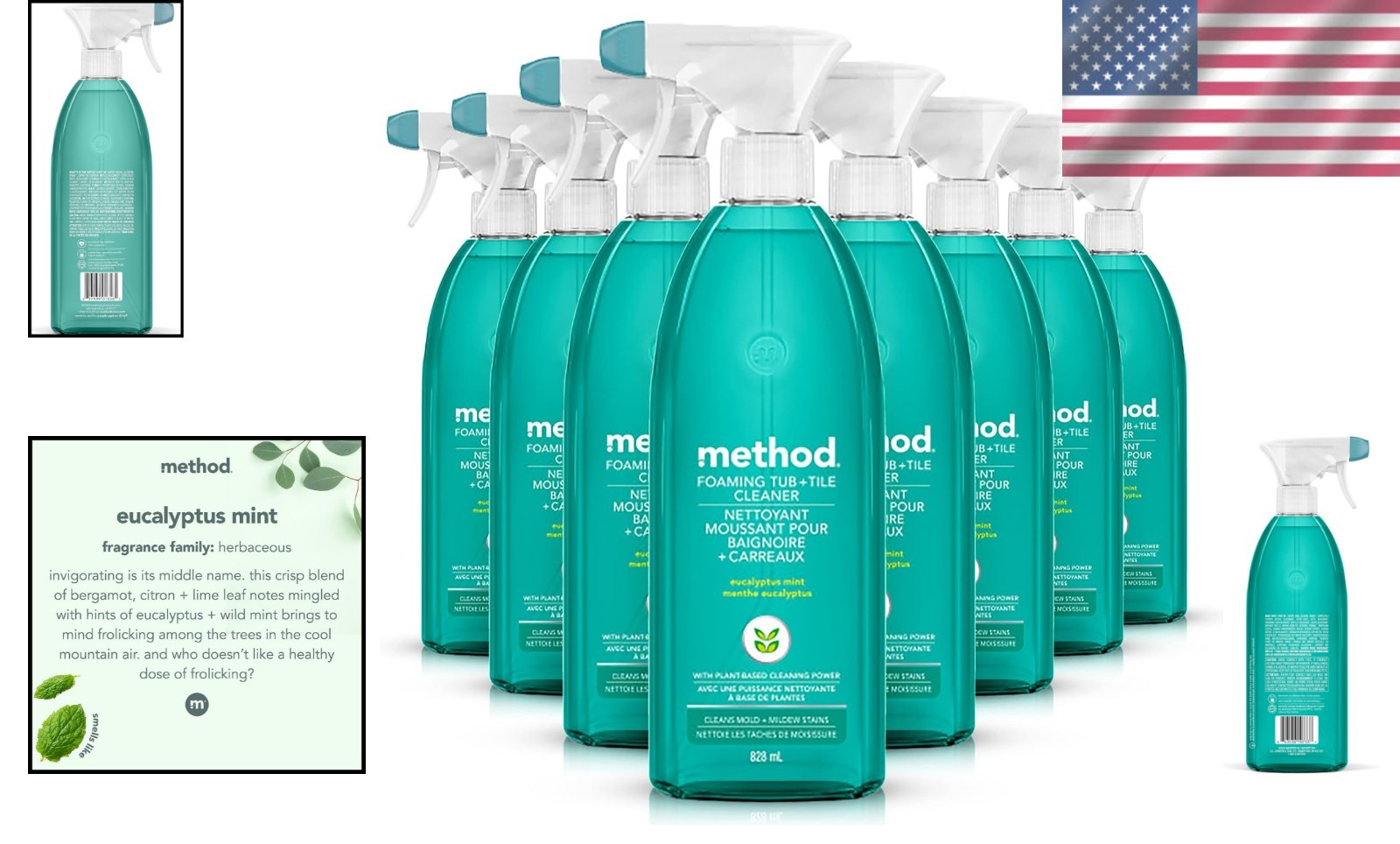 Eucalyptus Mint Foaming Tub & Tile Cleaner, 28 oz (Pack of 8) – Eco-Friendly