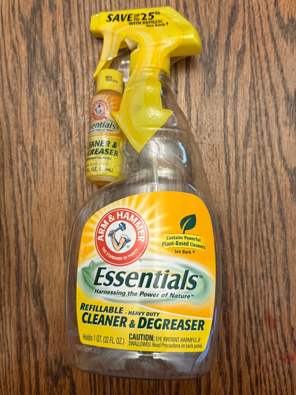 Arm & Hammer Essentials Refillable Cleaner & Degreaser Bottle + 5 Refills ~ NOS