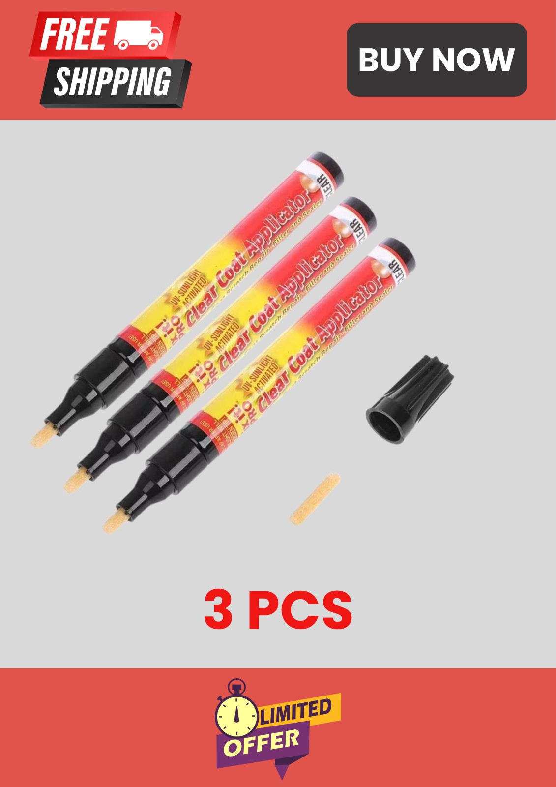 3PCS Vitanst Clearfix Car Scratch Remover Pen Auto Paint Repair Touch Up Kit
