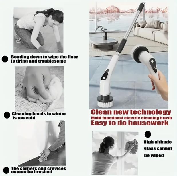 Spin Scrubber, 5-Speed Power Spin Cleaner with 8 Replaceable Brush Heads, IPX…