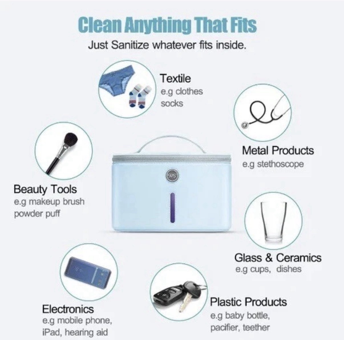 59S UV Sanitizer Bag Masks Jewelry Glass Phone Sterilizer Kills 99.9% Of Germs
