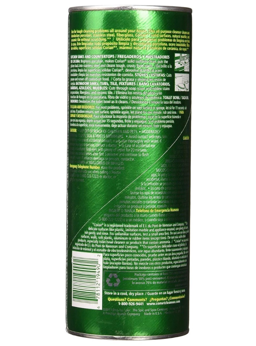 BUNDLE Comet Cleaner with Bleach Powder 21 oz, 4-Pack – Scratch-Free Multi-Surfa