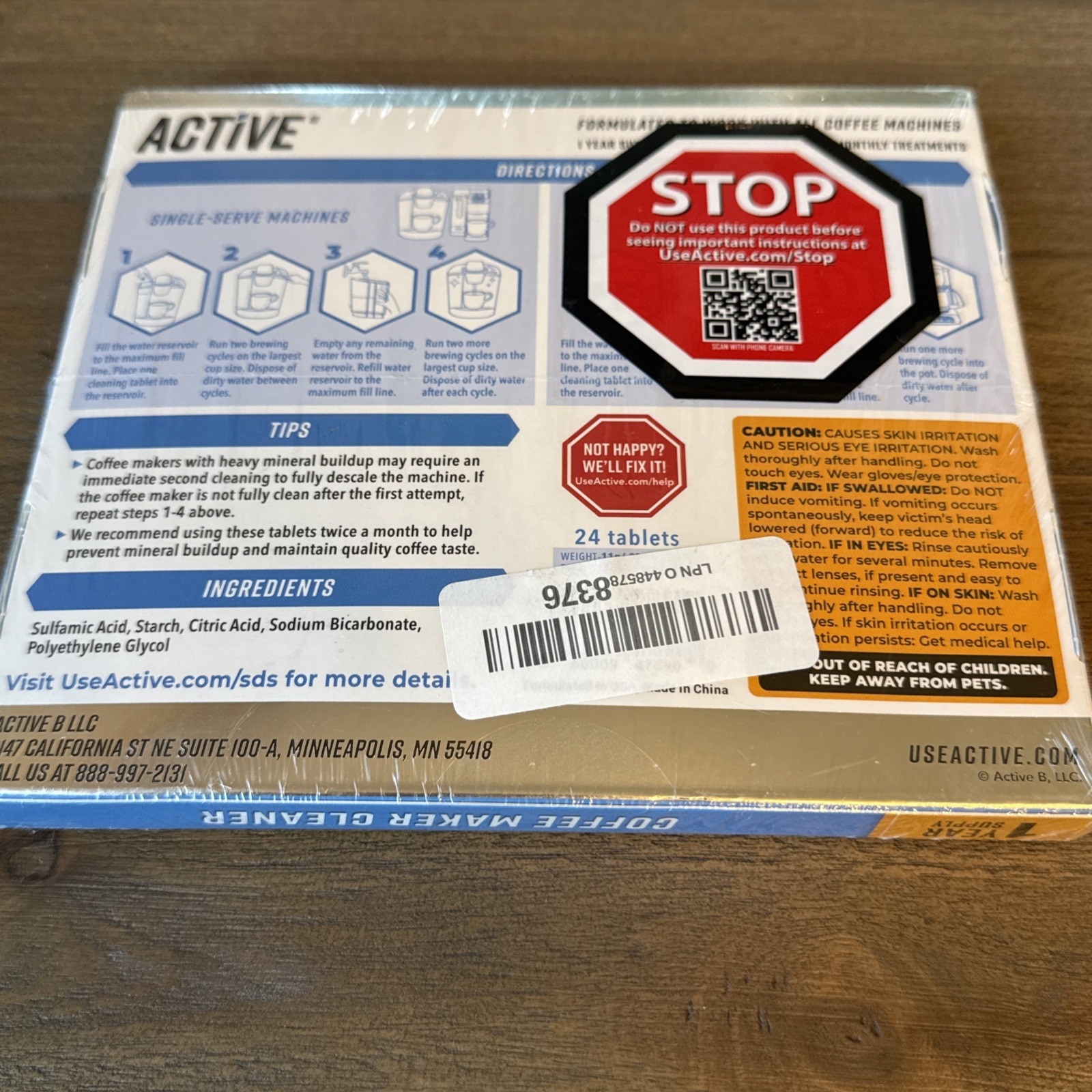 NEW & Sealed Active Coffee Maker Cleaner 24 Tablets 1 Year Supply Pack Descaler