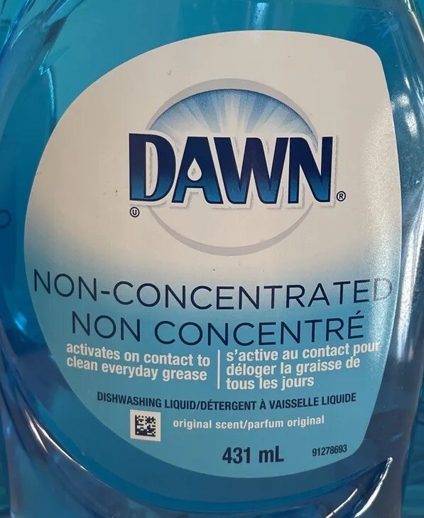 3 Dawn Non-Concentrated Original Scent Dishwashing Liquid 431 ml ea