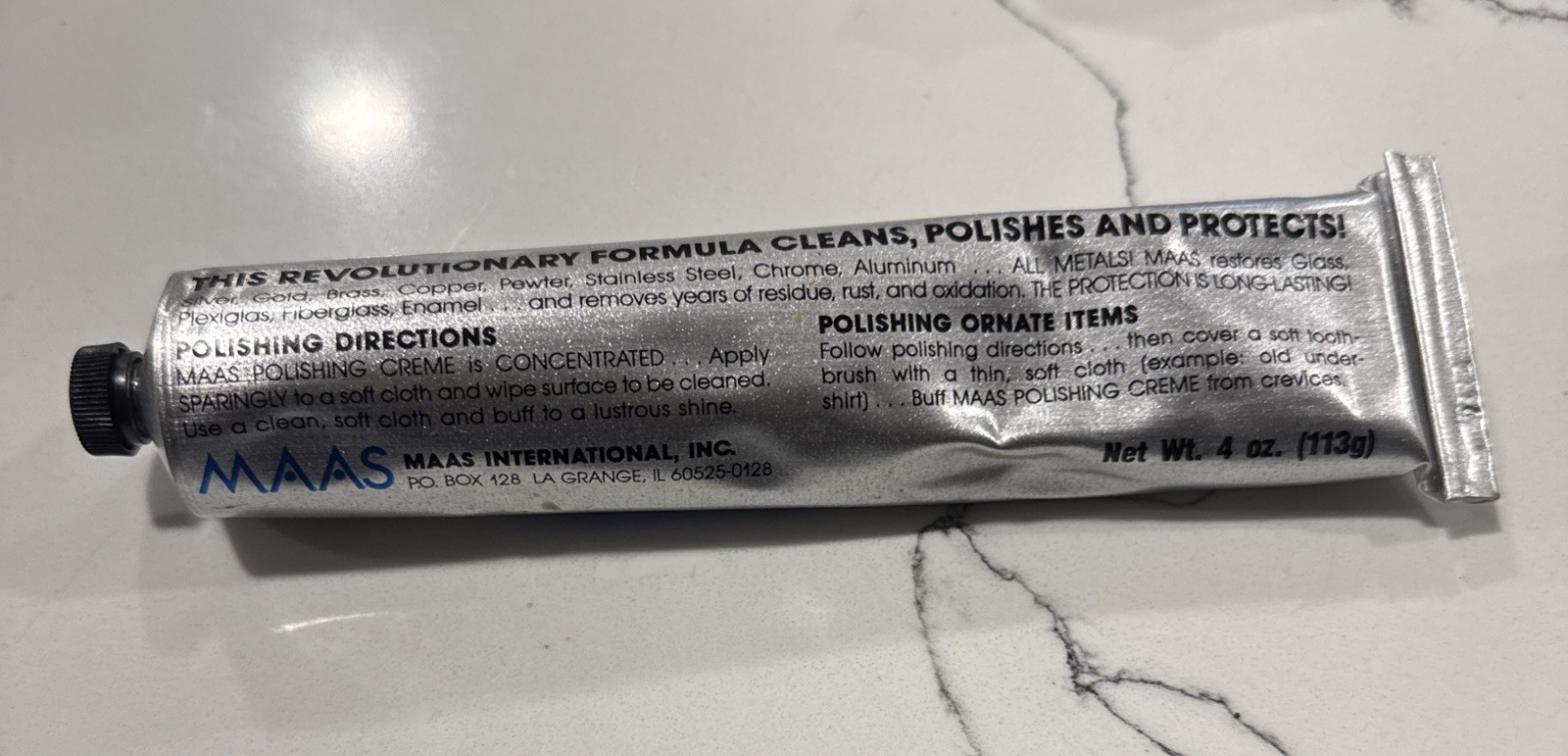 MAAS Concentrated Fine Polishing Cream for ALL METALS 4oz Tube 98-100% Full