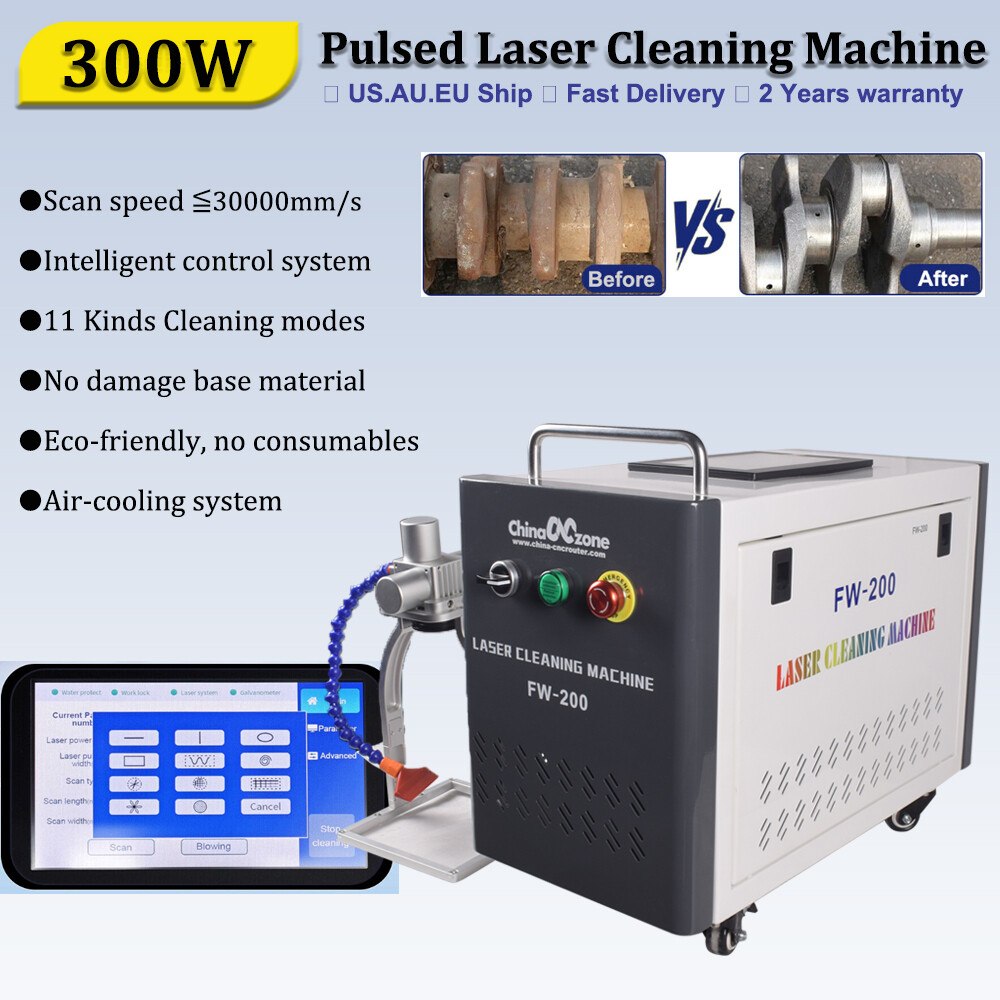 300W JPT Pulsed Laser Cleaning Machine Rust Oil Paint Remove Wood Metal Cleaner