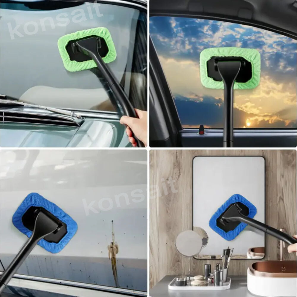 3PC Window Windshield Cleaning Tool Microfiber Car Wiper Cleaner Glass Brush USA