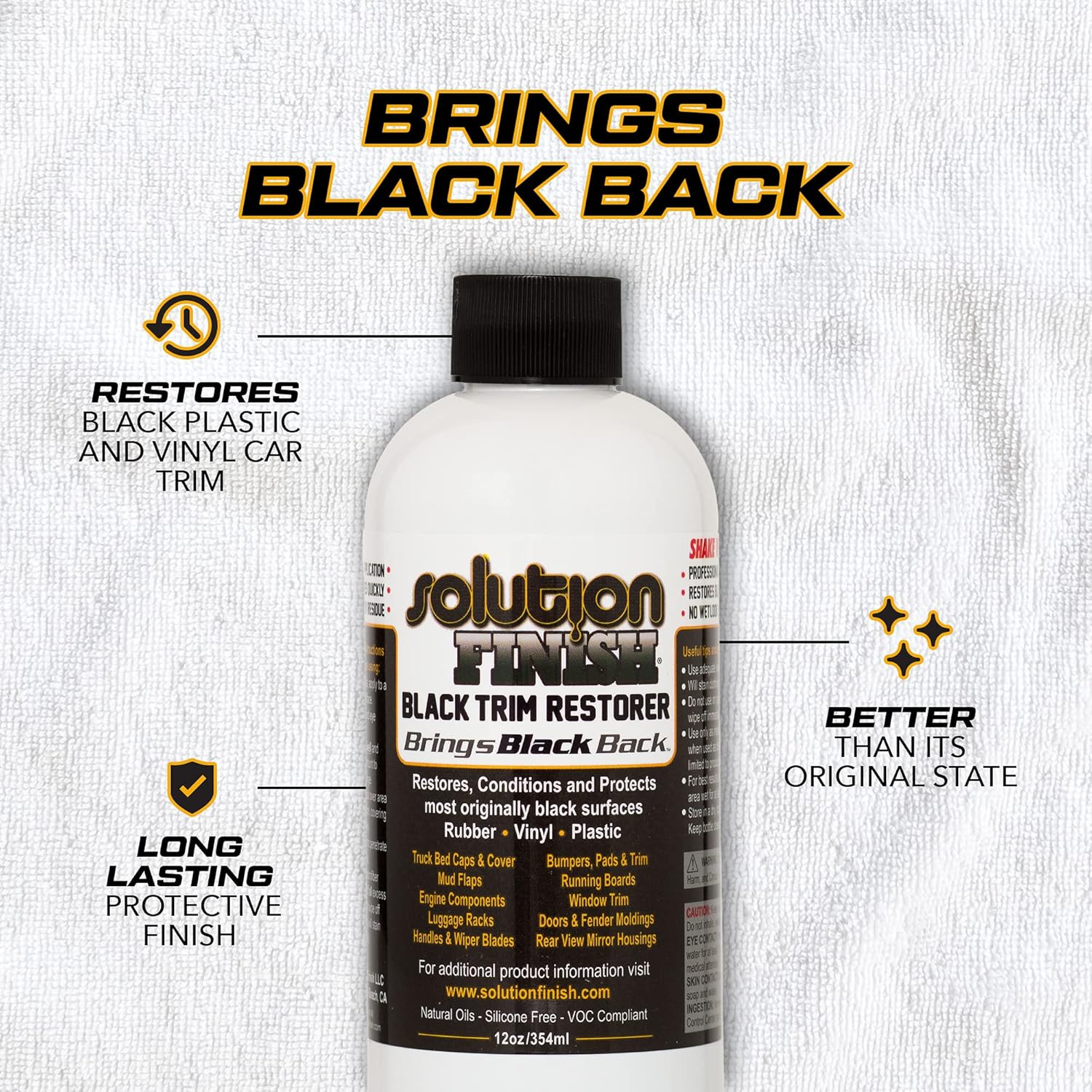 Solution Finish Black Trim Restorer 12 Oz Vinyl Plastic Cleaner Protector