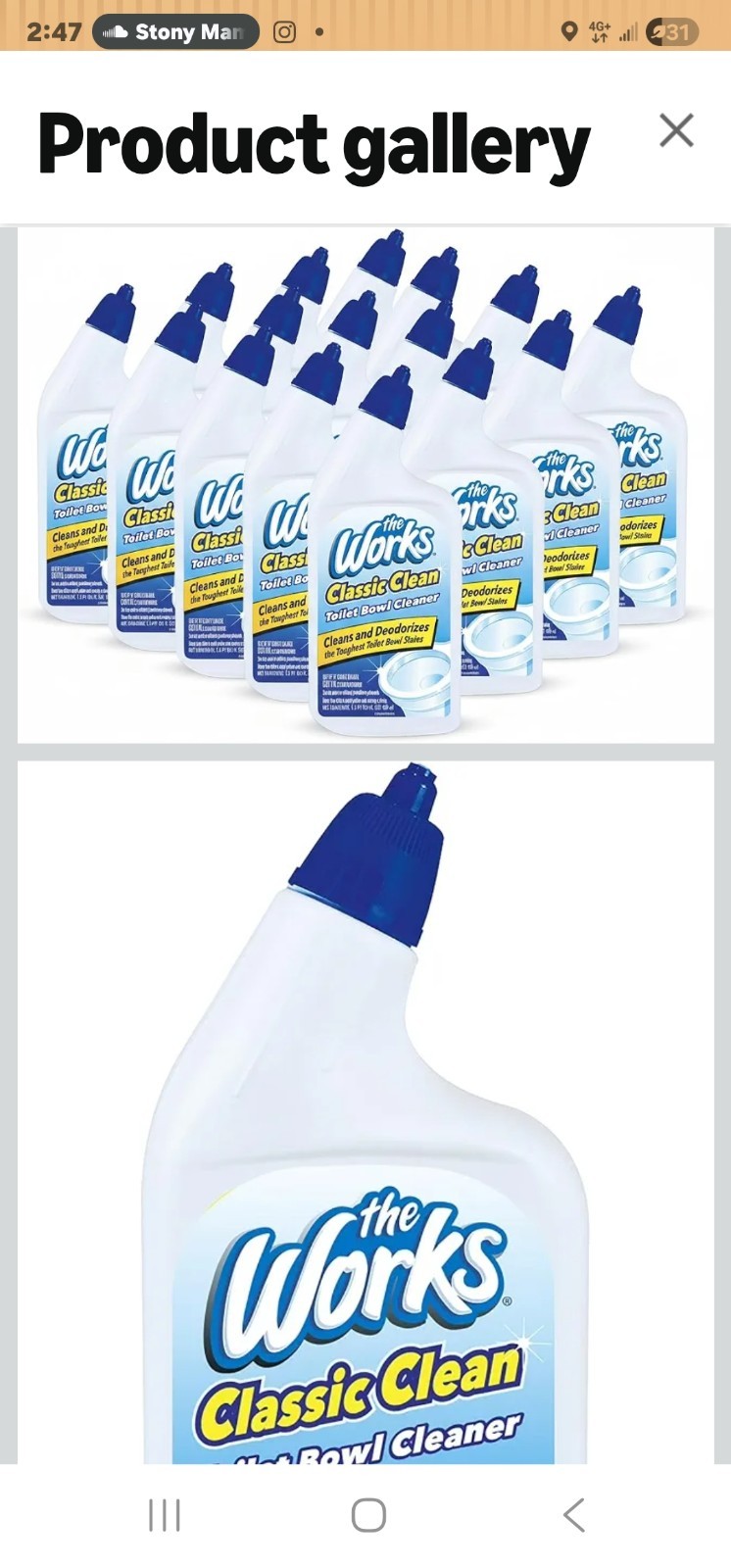 16 Pack The Works Classic Clean Toilet Bowl Cleaner 24 fl oz