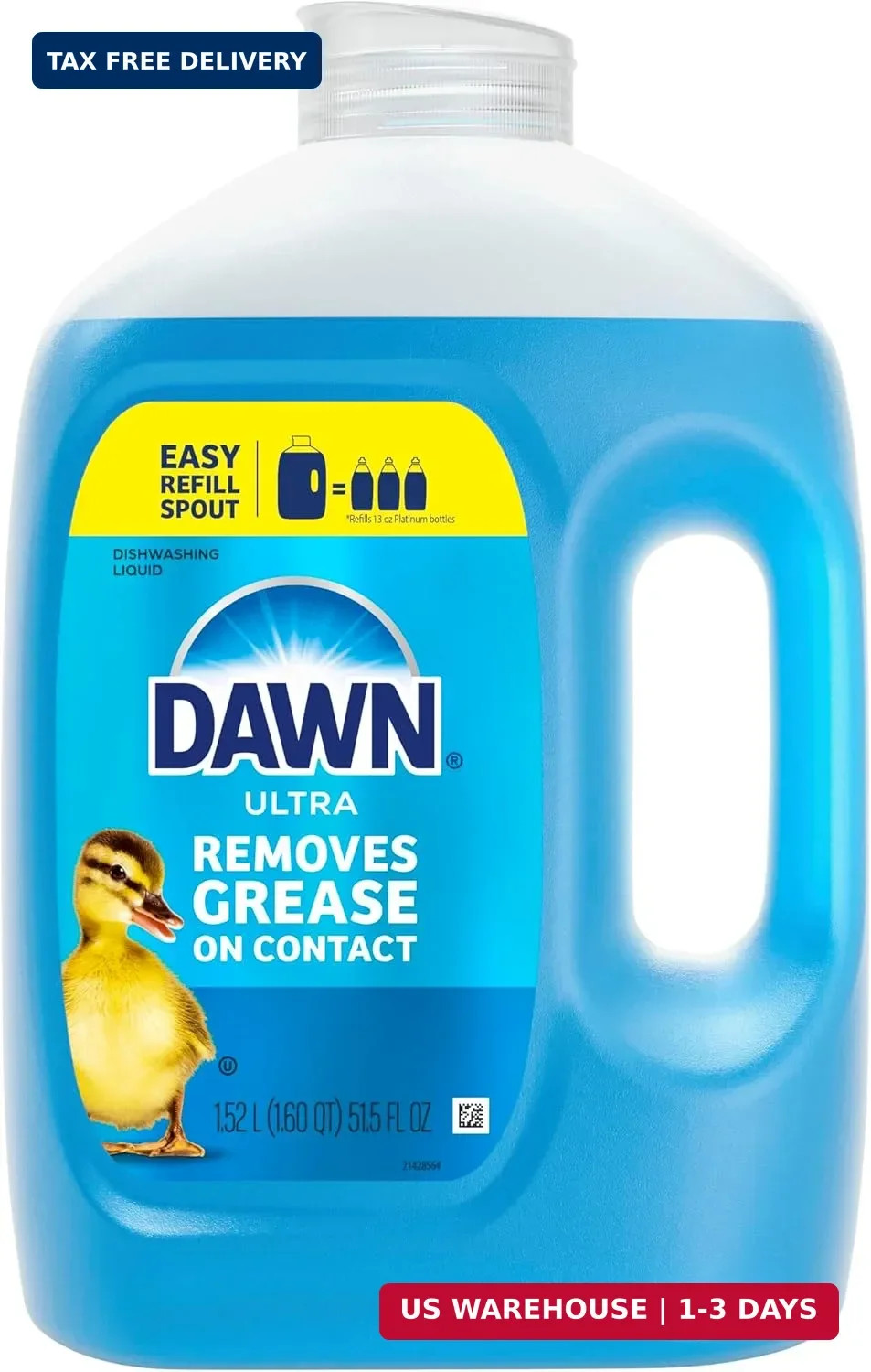 Dawn Ultra Original Dish Soap Refill Jug, Large Size Original Blue Liquid Dishwa
