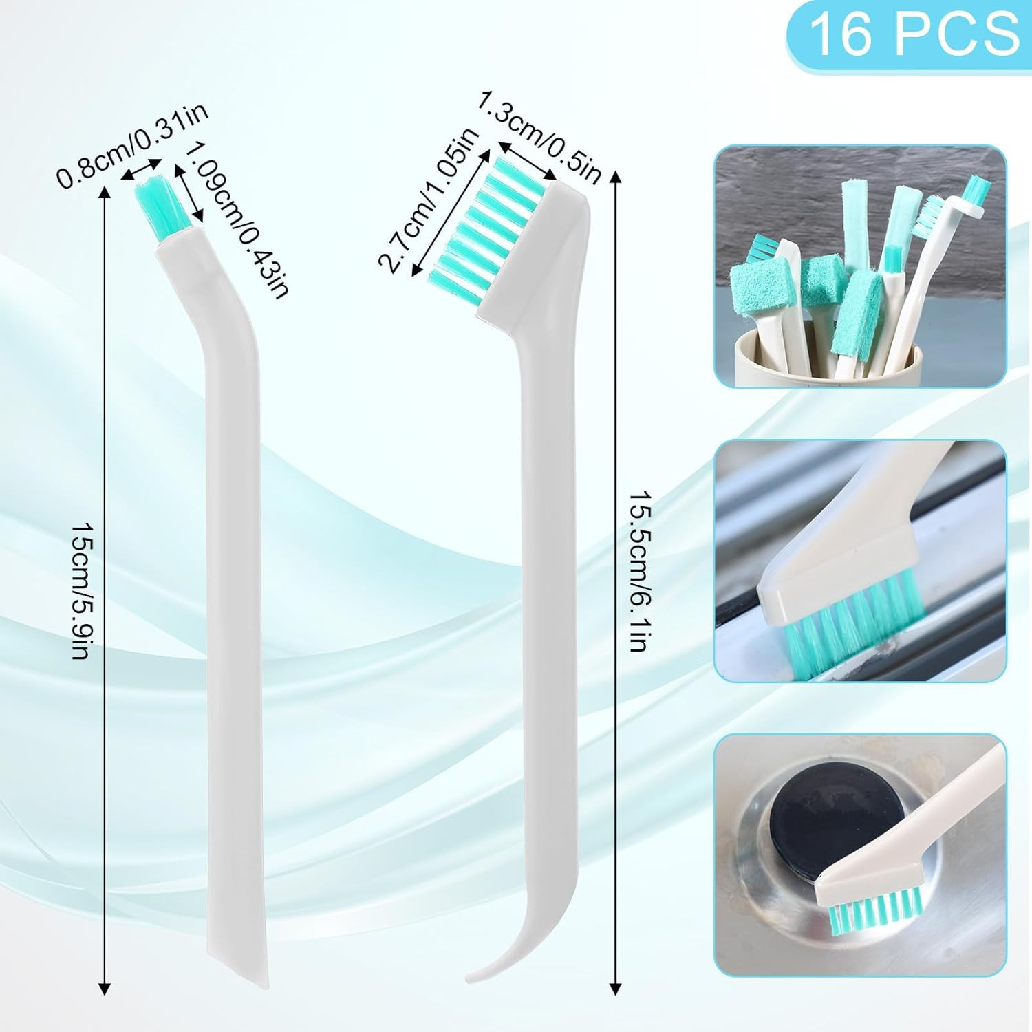 16 Pcs Small Cleaning Brushes Set Crevice Detail Scrub Tools for Tiny Spaces