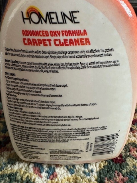 2 Homeline Advanced Oxy formula Carpet Cleaner Spray Bottle, New, 32 oz TX
