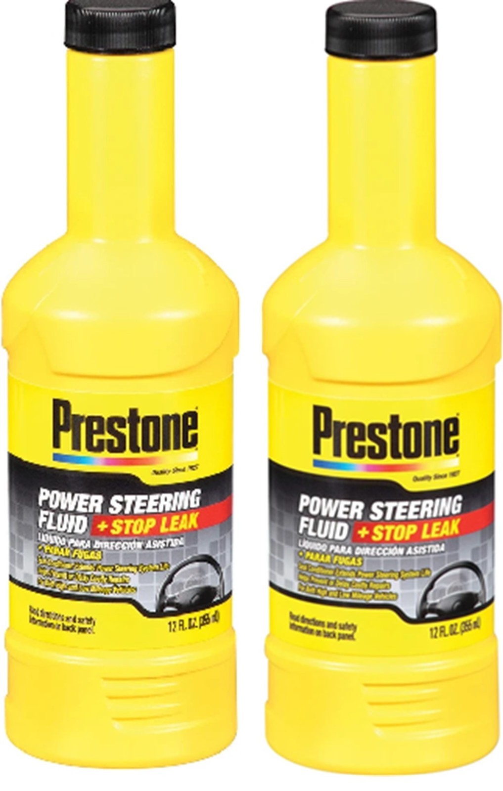 2x Prestone Power Steering Fluid with Stop Leak 12 oz Anti Wear Seal Protection
