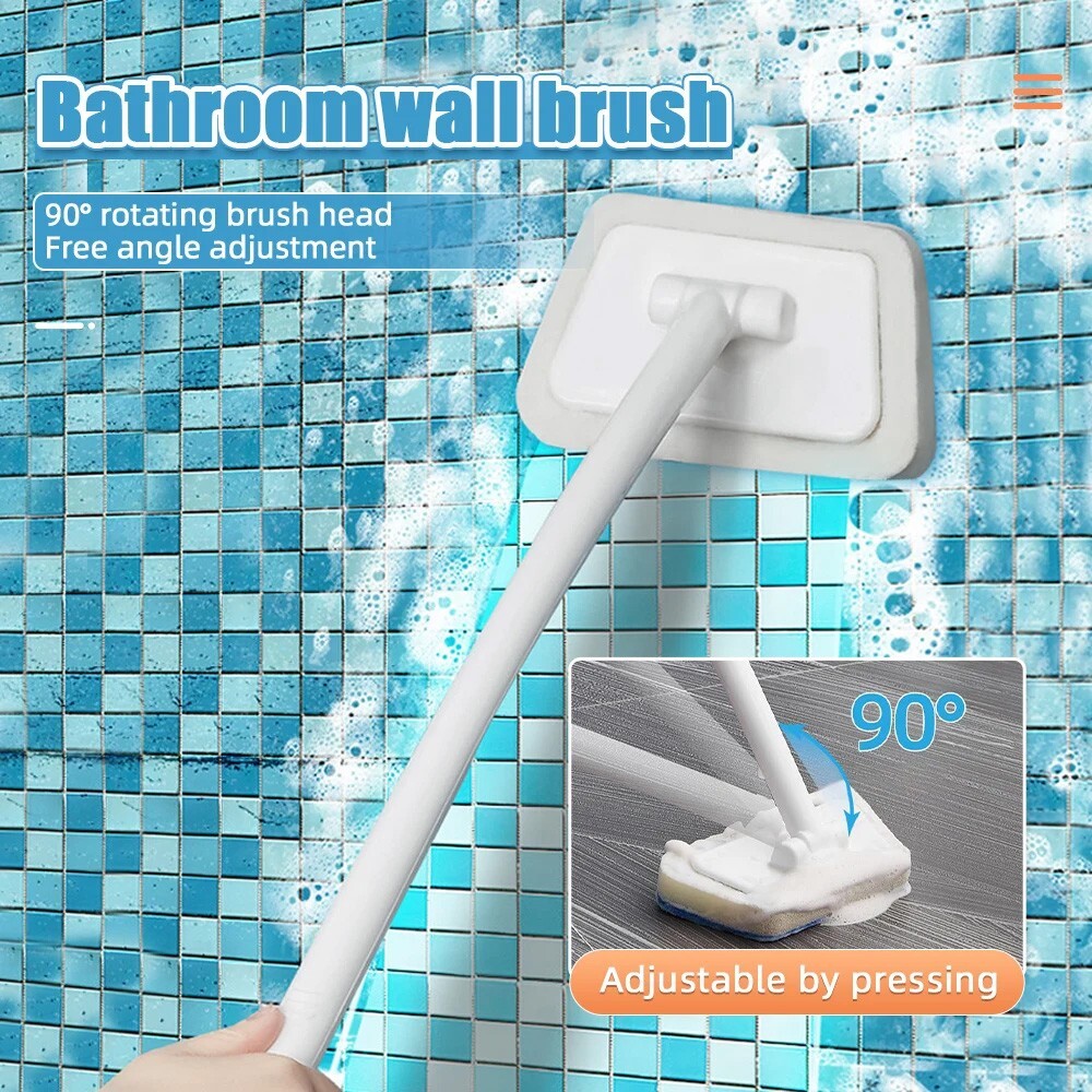 3pc Bathroom Long Handle Brush Wall Floor Scrub Bath Shower Tile Cleaning Tool