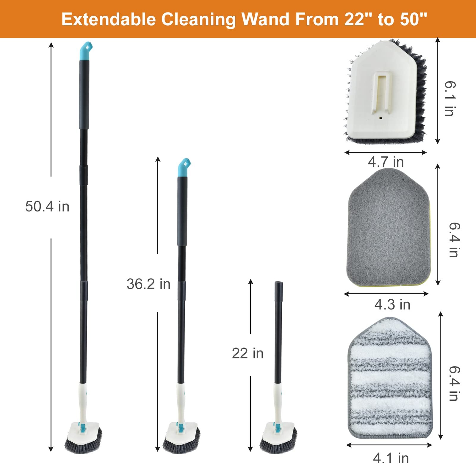 Shower Cleaning Brush With Long Handle 3 In 1 Tub And Tile Scrubber Brush With 5