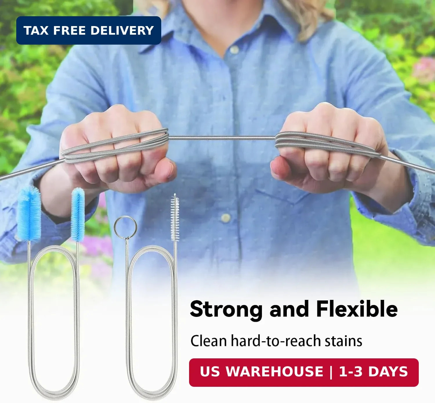 Flexible Drain Brush, 66 Inch Long Double Ended Hose Pipe and 58 Inch Tube Clean