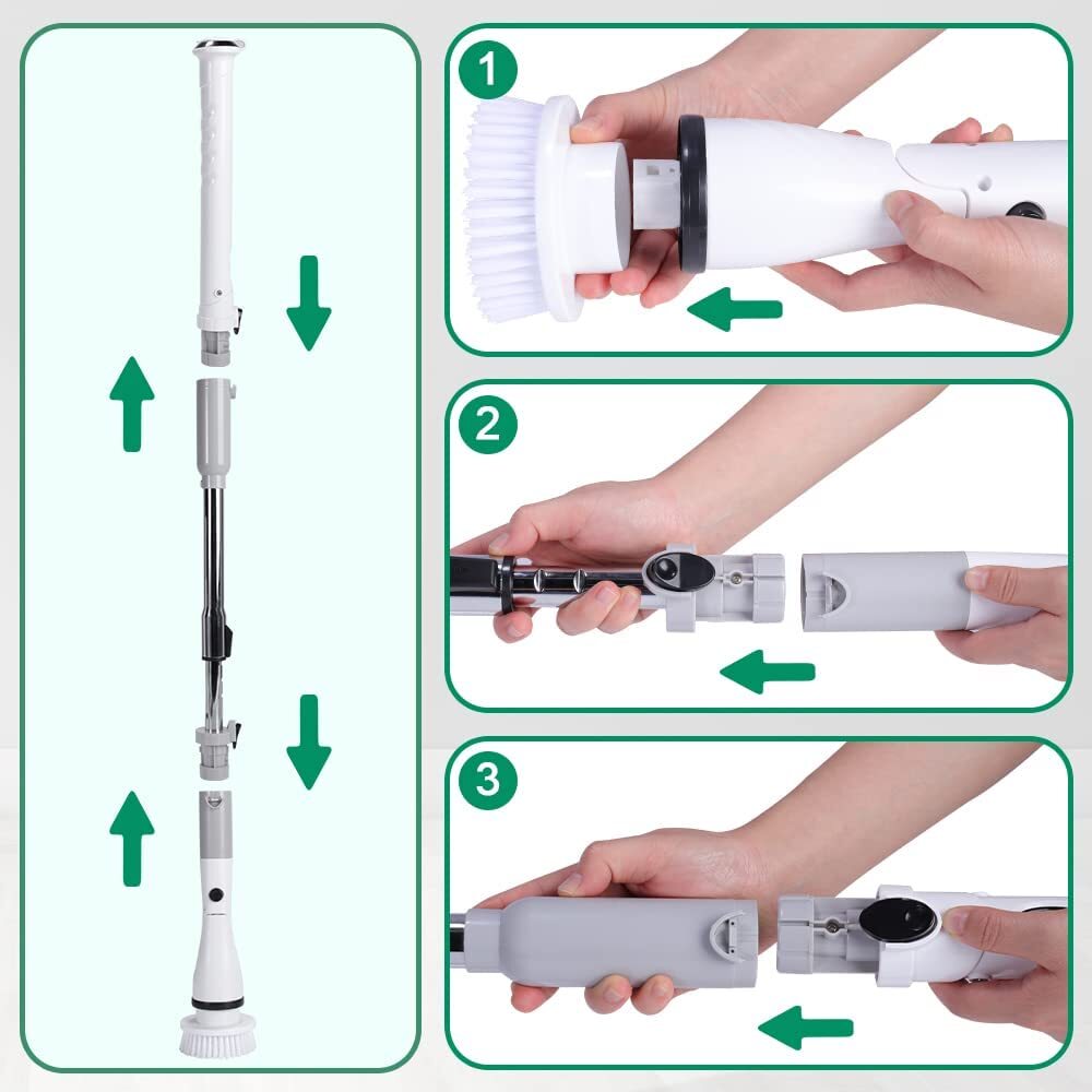 Electric Scrubtastic Rechargeable Cordless Spin Scrubber 3 Heads Cleaning Mop