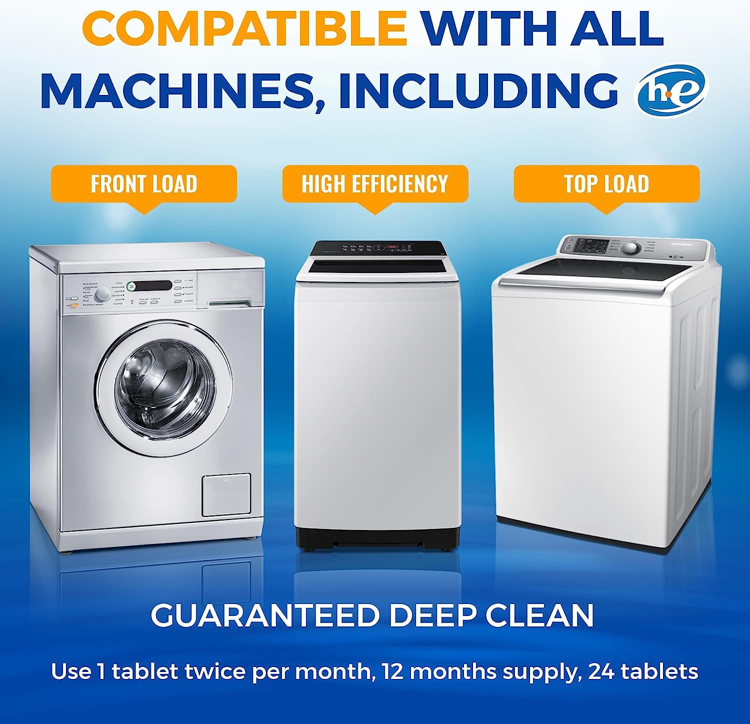 Washing Machine Cleaner, Deodorizer, & Descaler 6-Pack – Active Deep Cleaning Ta
