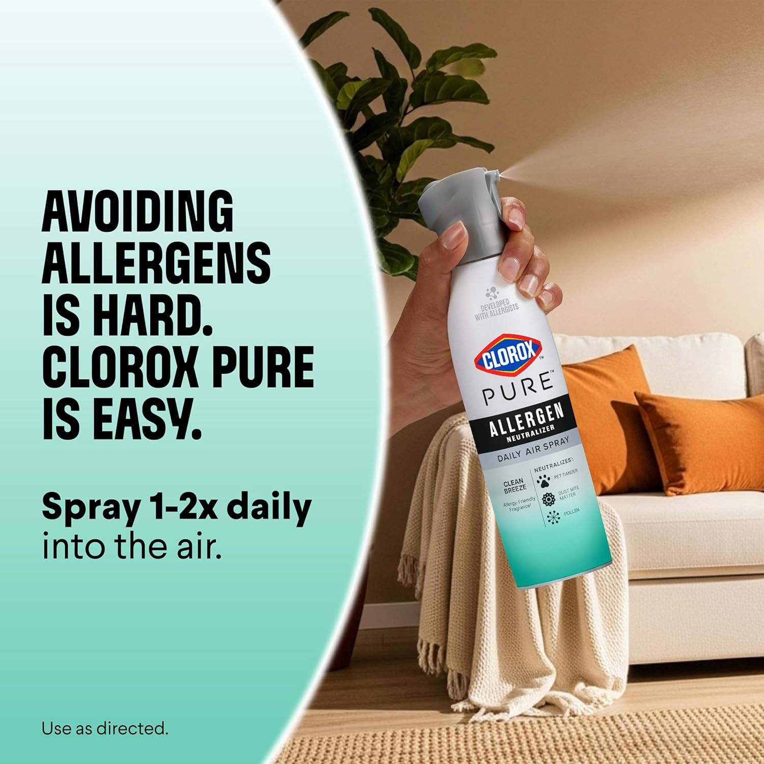 PURE Allergen Neutralizer Daily Air Spray, Clean Breeze, 8 Ounces