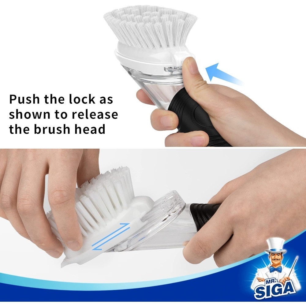 Soap Dispensing Dish Brush Storage Set, Kitchen Brush with Holder for Pot Pan