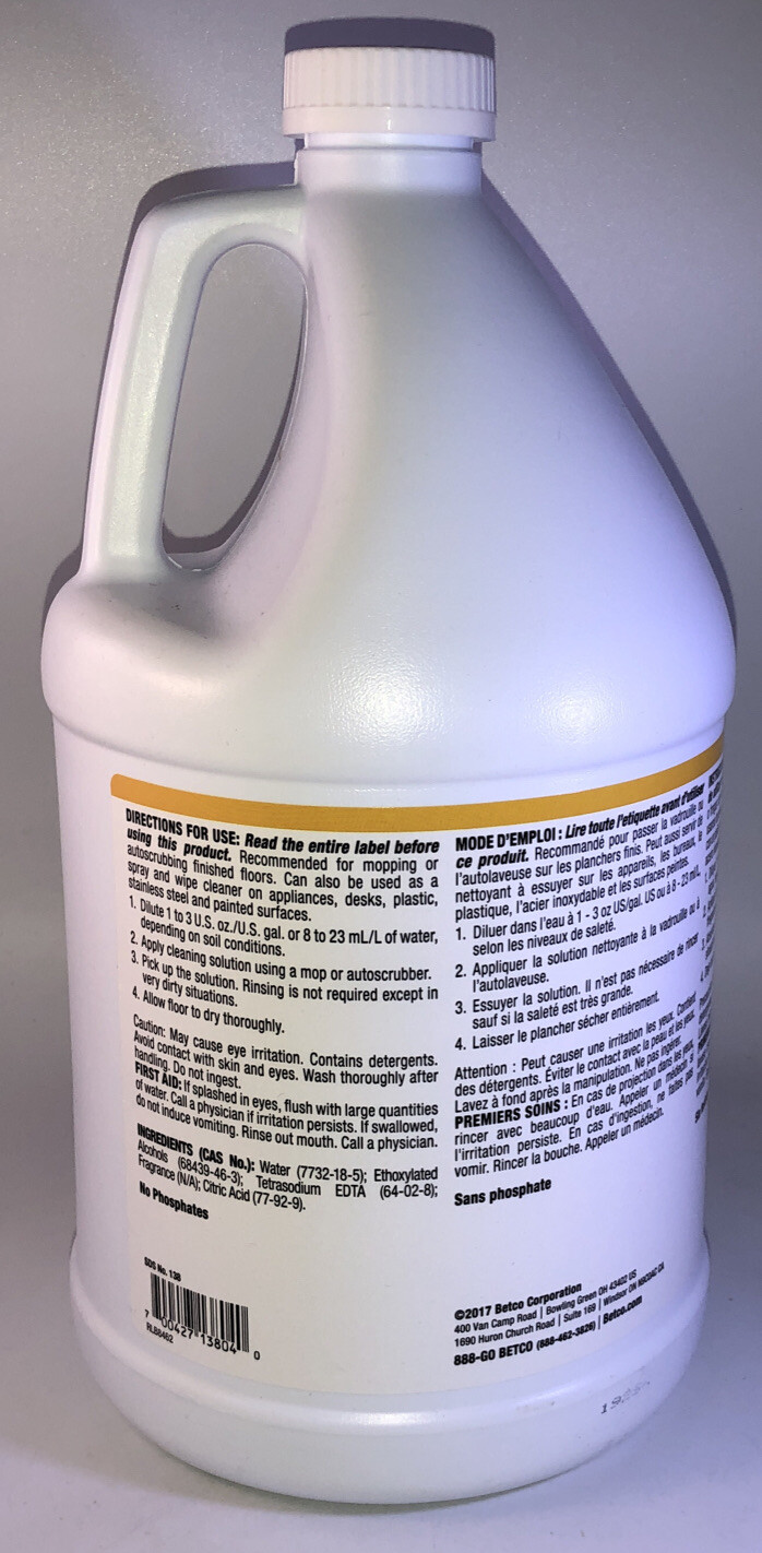 SHIPS N 24 HRS-Betco pH7 #138 Daily Floor Cleaner Lemon Scent 1 Gal.-Brand New