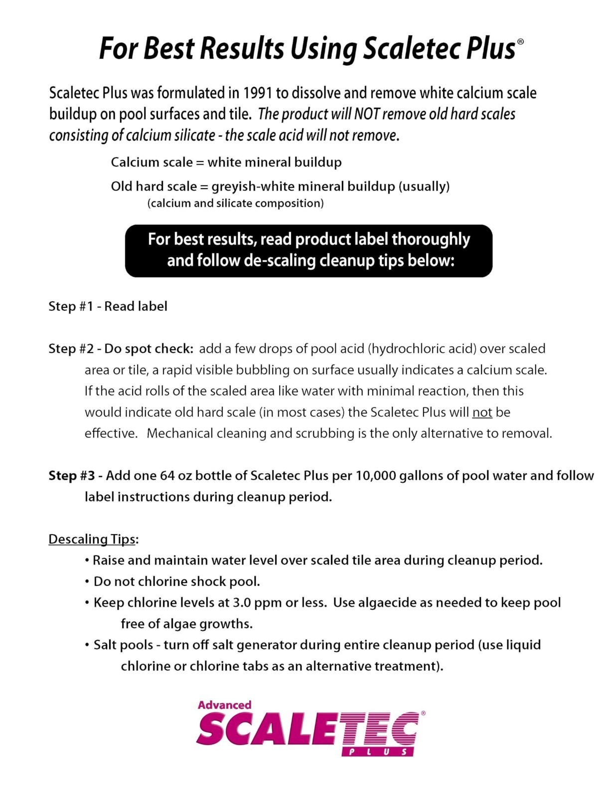 64 oz. Scaletec Plus Descaler & Stain Remover – Easy to Use, Powerful Cleaning S