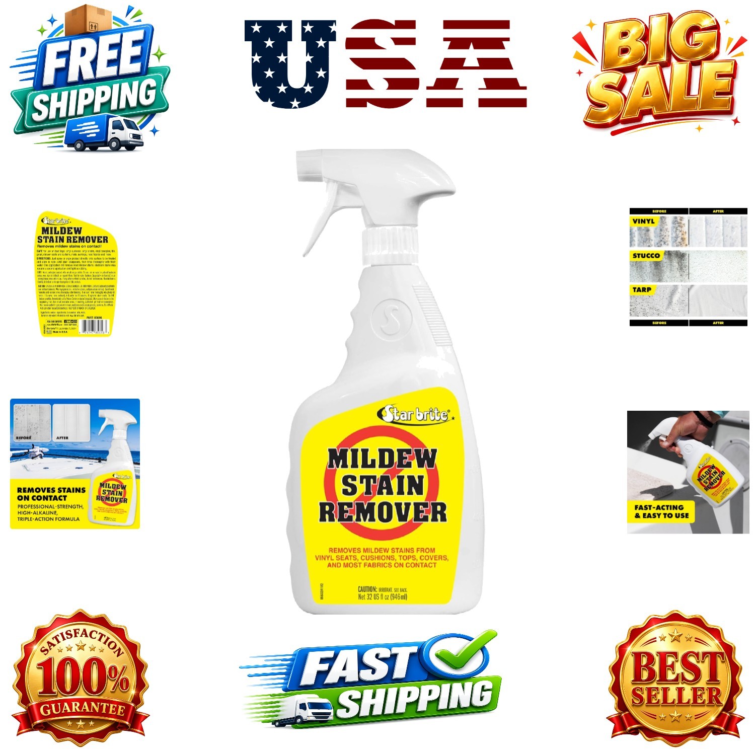 Mold Stain & Mildew Stain Remover – Lifts Dirt & Removes Mildew Stains on Con…