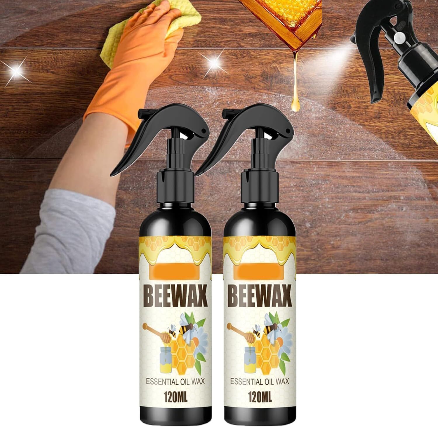 2× Bee Wax Furniture Polish Spray Natural Micro-Molecularized Beeswax w/ Tool US