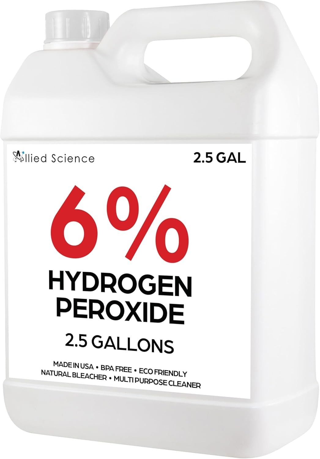 Allied Science 6% Hydrogen Peroxide, Food Grade H202 and Water – 2.5 Gallons