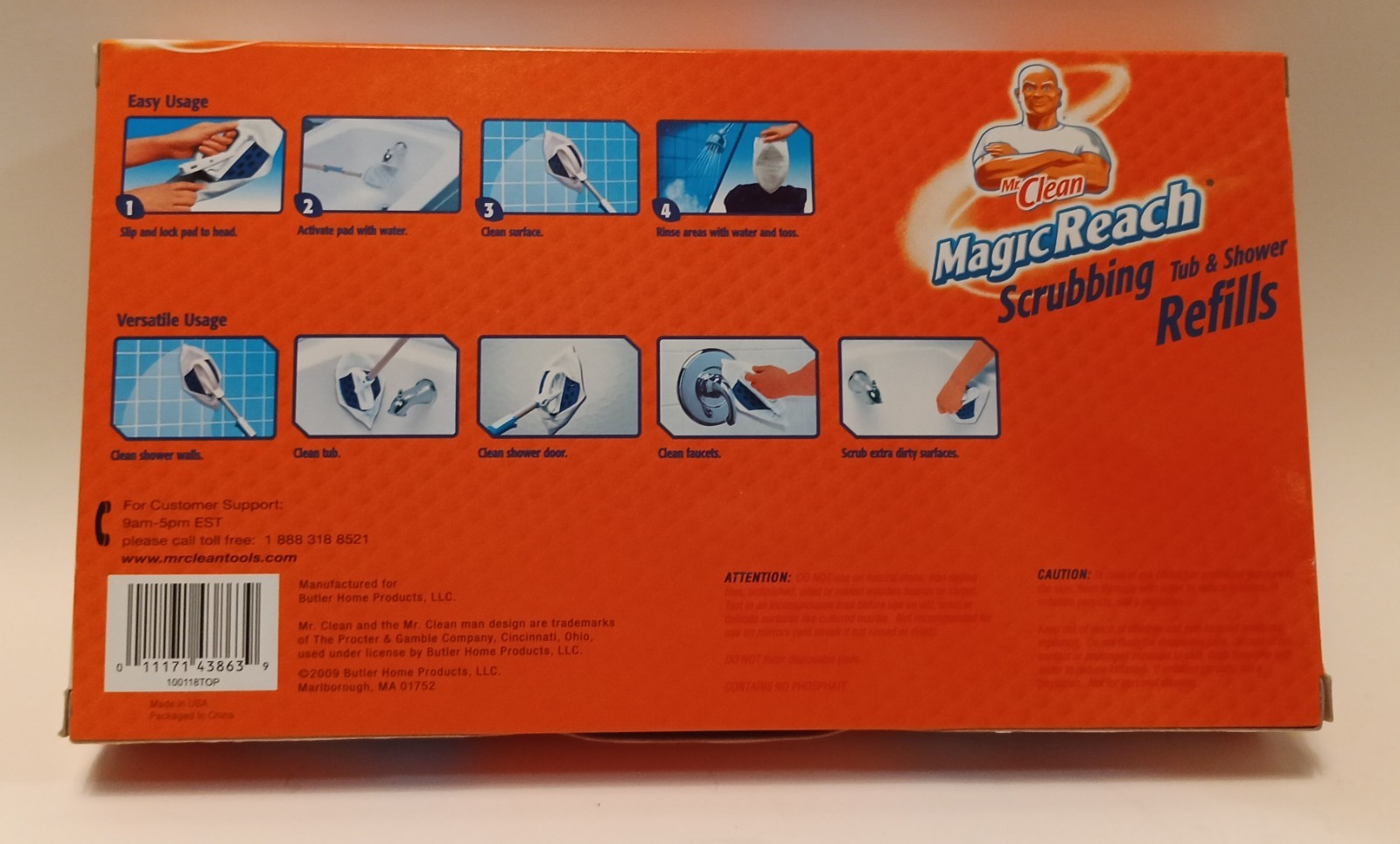 New Mr. Clean Magic Reach Scrubbing Tub And Shower 8 Foaming Refill Pads
