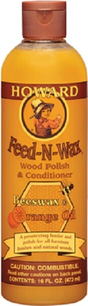 Feed-N-Wax Wood Polish & Conditioner 16 oz Bees Wax & Orange Oil Howard Products