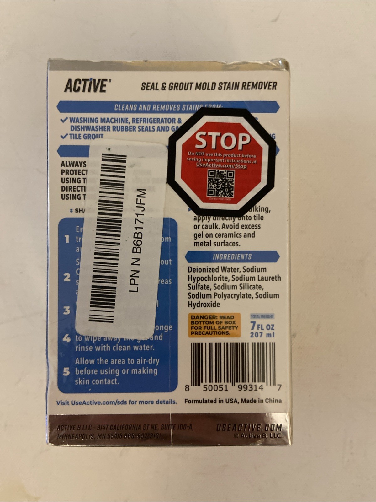 7oz Mold Stain Remover Gel – Heavy Duty Cleaner for Washer Seal, Grout & Shower