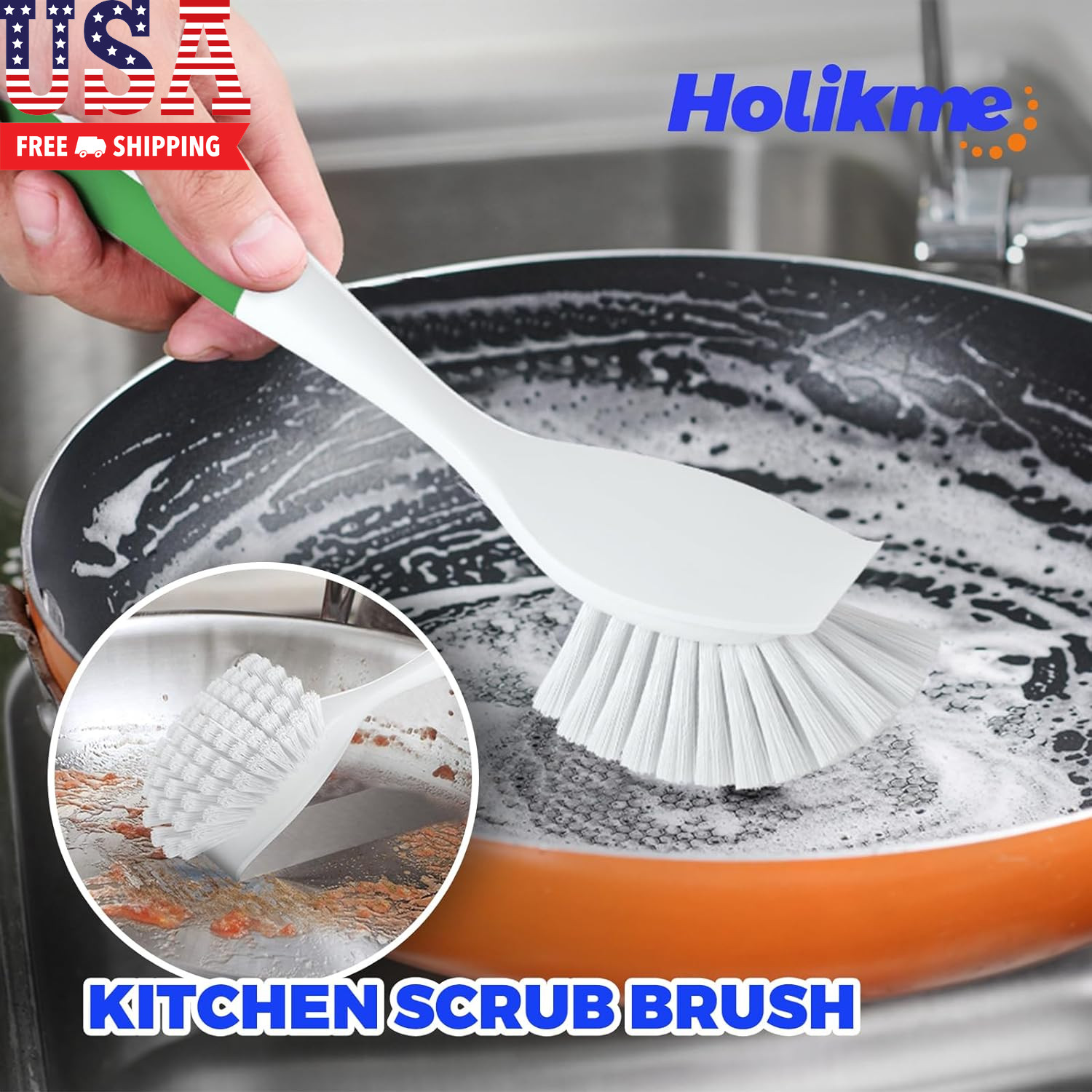 6 Pack Dish Brush with Handle Kitchen Cleaning Brush Set for Pot, Pan, Kitchen S
